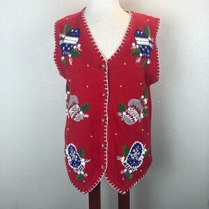 Sarah Bentley Christmas Cardigan Sweater Size M